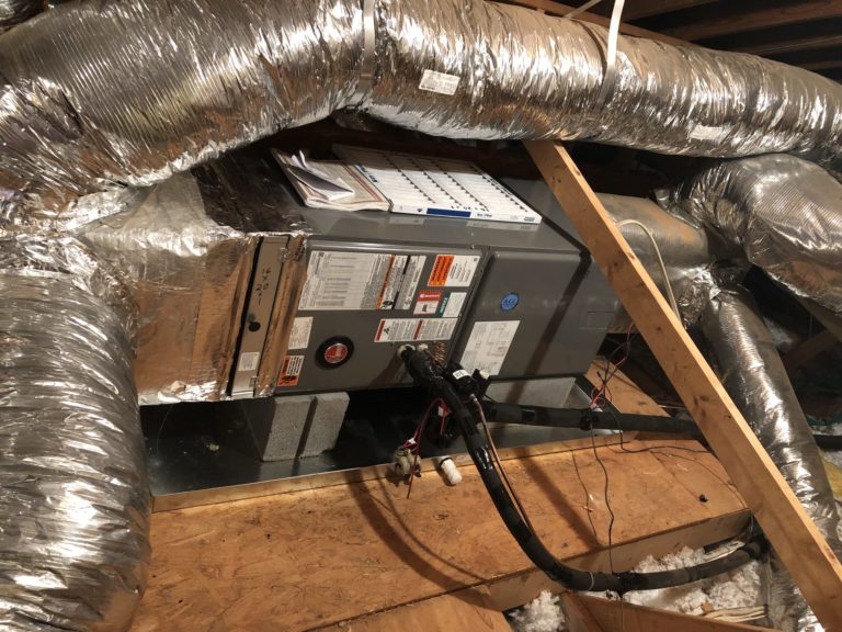 Air duct system in the attic of a home